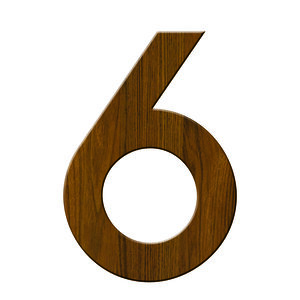 Numéro 6-Numéro adhésif pour boîtes aux lettres - Vinyle épais texturé, hauteur 50 mm - Bois Miel