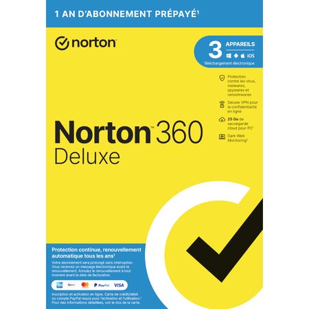 Norton 360 deluxe  - licence 1 an - 3 postes - a télécharger