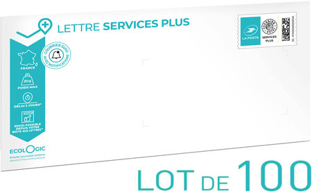 Prêt-à-Poster - Lettre Services Plus - 20g - Format DL - Enveloppes en lot de 100