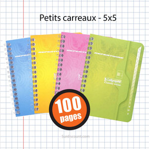 Carnet répertoire spirale 110x170 petits carreaux 5x5 100p calligraphe