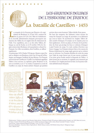 Document philatélique - Les grandes heures de l'histoire de France - La bataille de Castillon