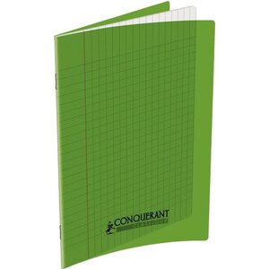Cahier 48 pages seyès 90 g  couverture polypropylène vert  format 17 x 22 cm CONQUERANT