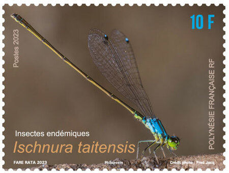 Timbre Polynésie Française -  Insectes endémiques - Ischnura Taitensis