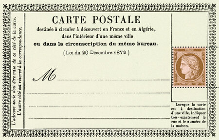 Bloc 1 timbre - Carte postale en France - Lettre internationale