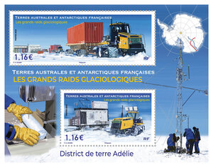 Bloc 2 timbres TAAF - Les grands raids glaciologiques