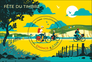 Bloc 1 timbre - Fête du timbre - Cyclotourisme - Lettre Verte