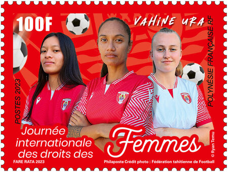 Timbre Polynésie Française - Journée internationale du droit des femmes - Football