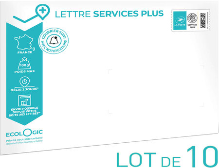 Prêt-à-Poster - Lettre Services Plus - 100g - Format C5 - Enveloppe en lot de 10