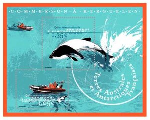 Bloc 2 timbres TAAF - Zodiac Commerson à Kerguelen