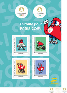 Collector 4 timbres - En route pour Paris 2024 - Lettre internationale