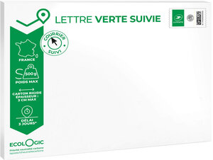 Prêt-à-Poster - Lettre verte suivie - S - Pochette cartonnée 33 x 25 cm - Épaisseur 3cm