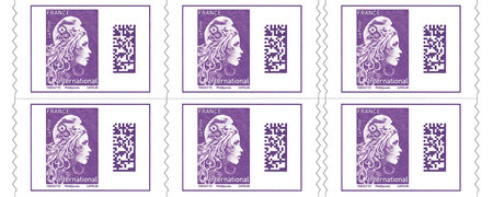 Carnet 6 timbres Marianne l'engagée - Lettre internationale - Violet