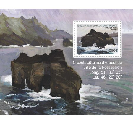 Bloc 1 timbre TAAF - Roche Percée de Crozet