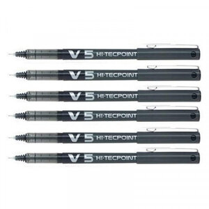 Lot de 6 stylos roller hi-tecpoint v5 pointe fine noir pilot