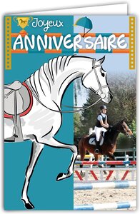 Carte joyeux anniversaire équitation cheval poney club avec enveloppe 12x17 5cm