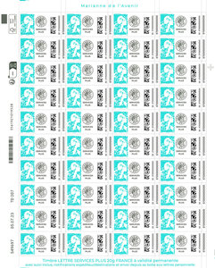 Feuille 40 timbres Marianne de l'avenir - Lettre Services Plus